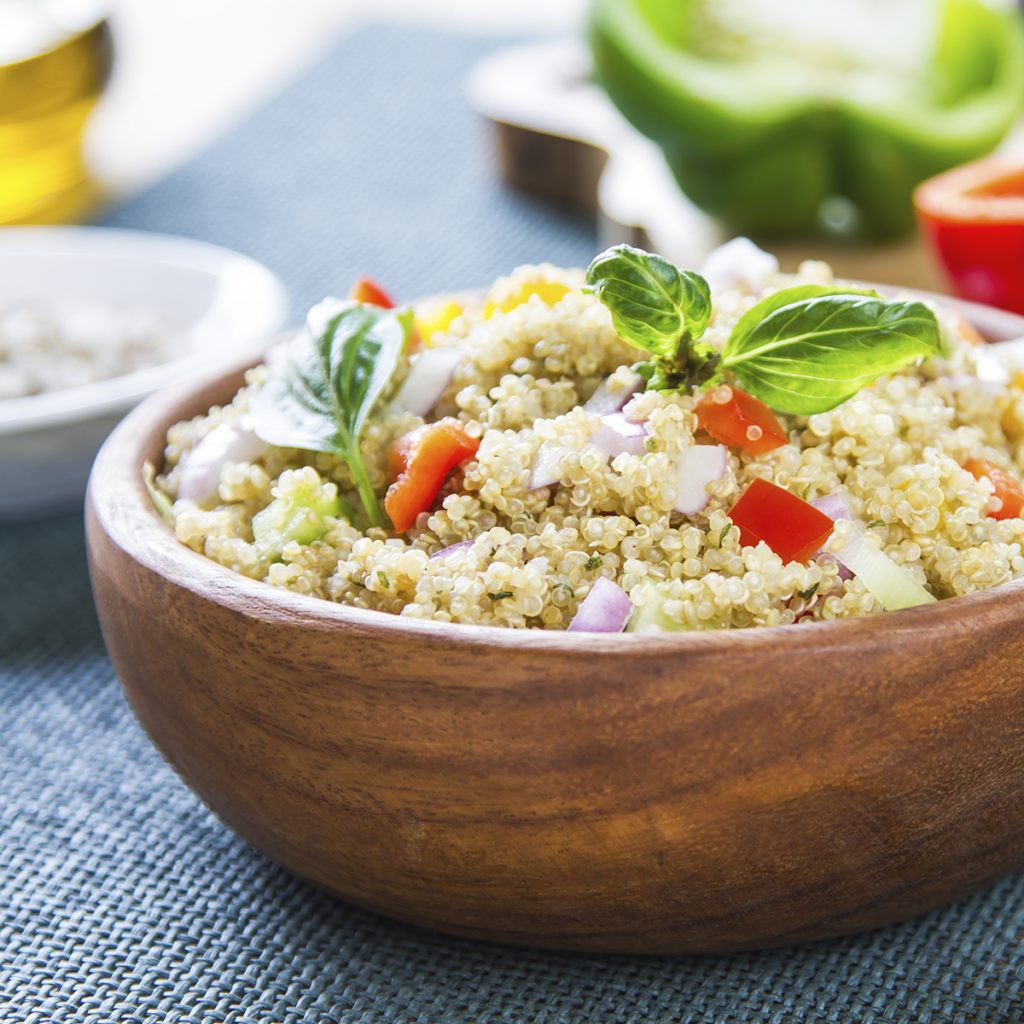 quonoa salad with olive oil dressing